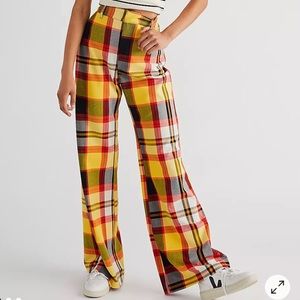 Free People high-rise plaid flare pants in a size 4
